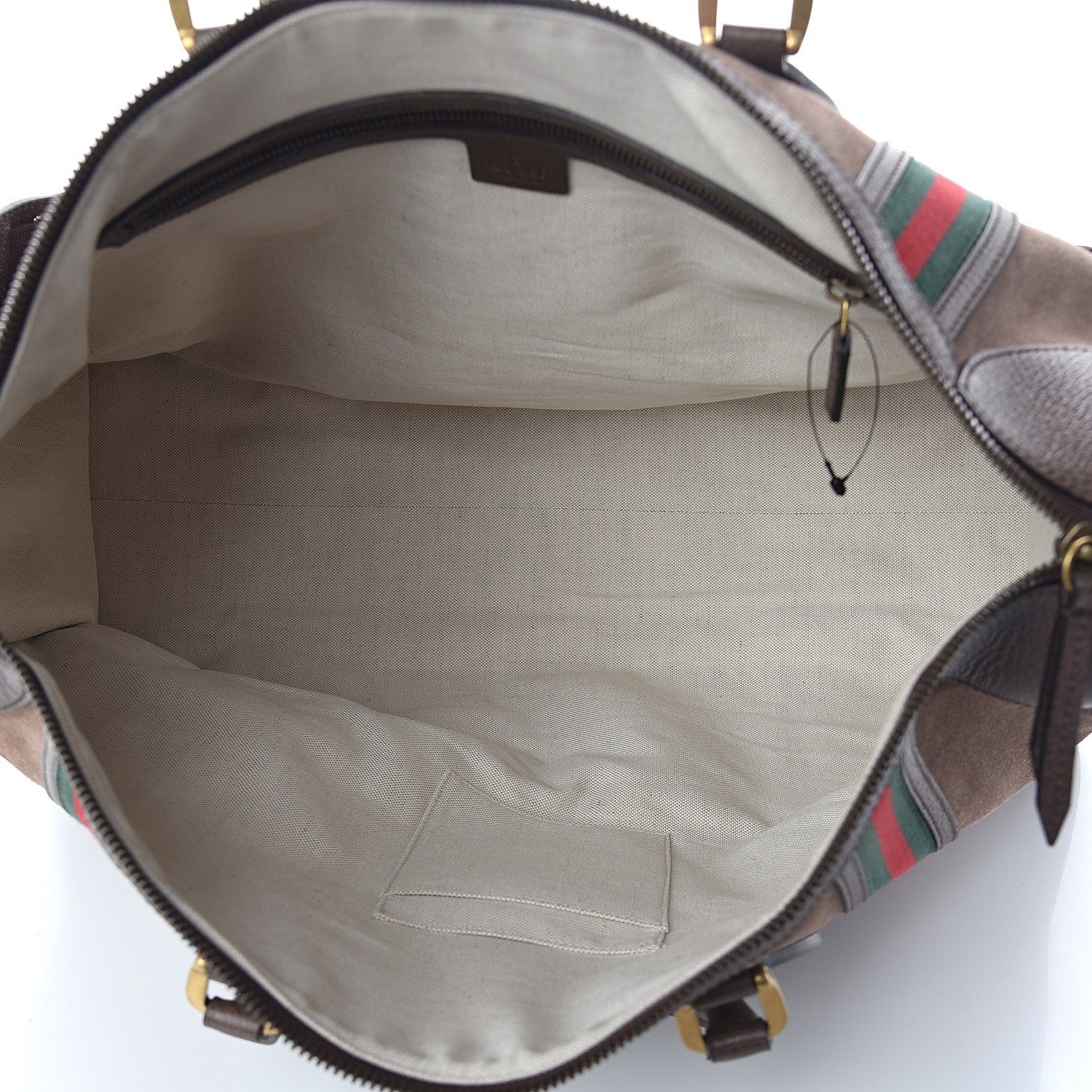 Gucci Suede Daino Textured Dollar Calfskin Web Large Neo Vintage Duffle Bag Deep Acero New Acero 4 of 8