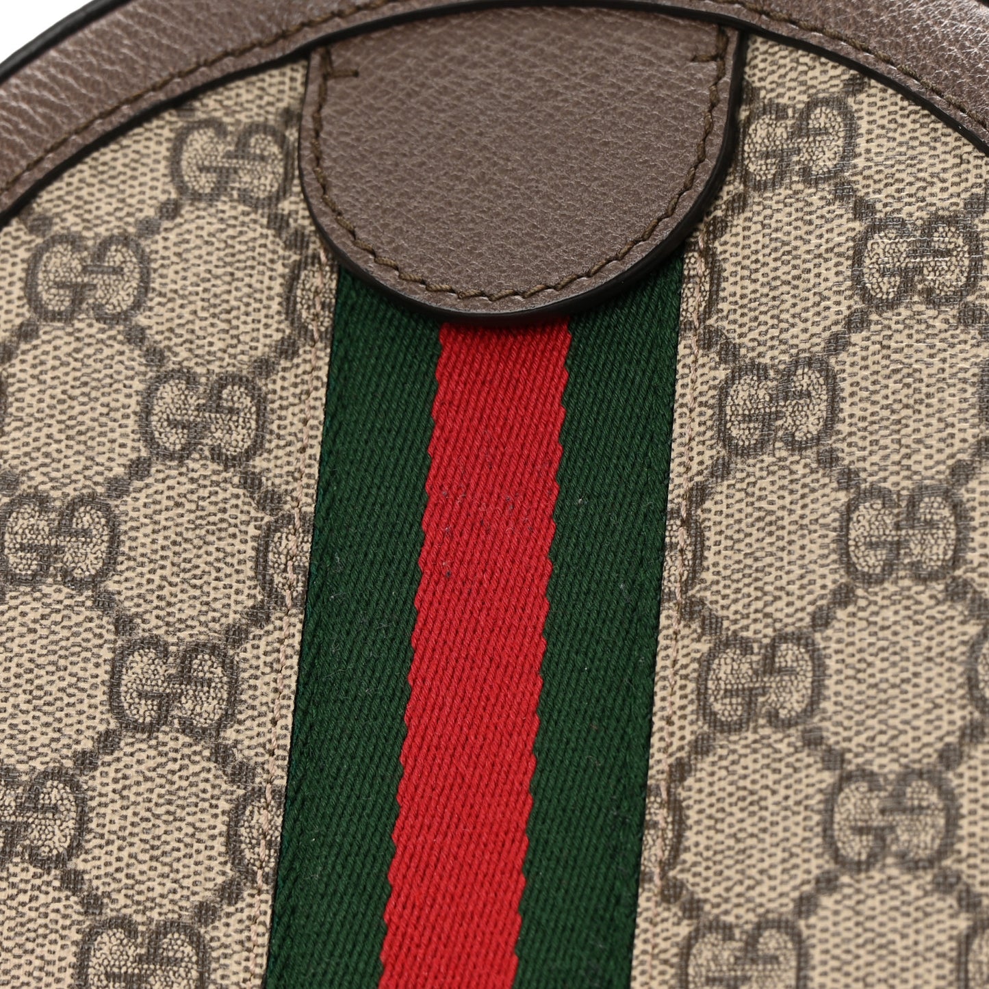 GG Supreme Monogram Web Mini Ophidia Round Shoulder Bag Brown