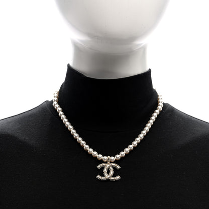 Chanel Pearl Crystal Baguette CC Short Necklace Gold 2 of 5
