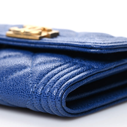 Chanel Caviar Quilted Boy Card Holder Wallet Blue 11 of 12