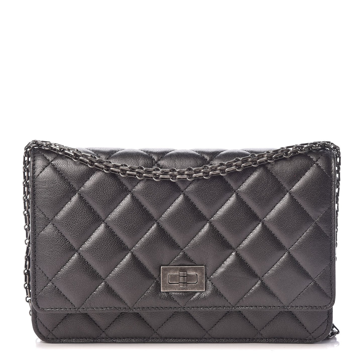 Calfskin Quilted Reissue Wallet On Chain WOC Grey