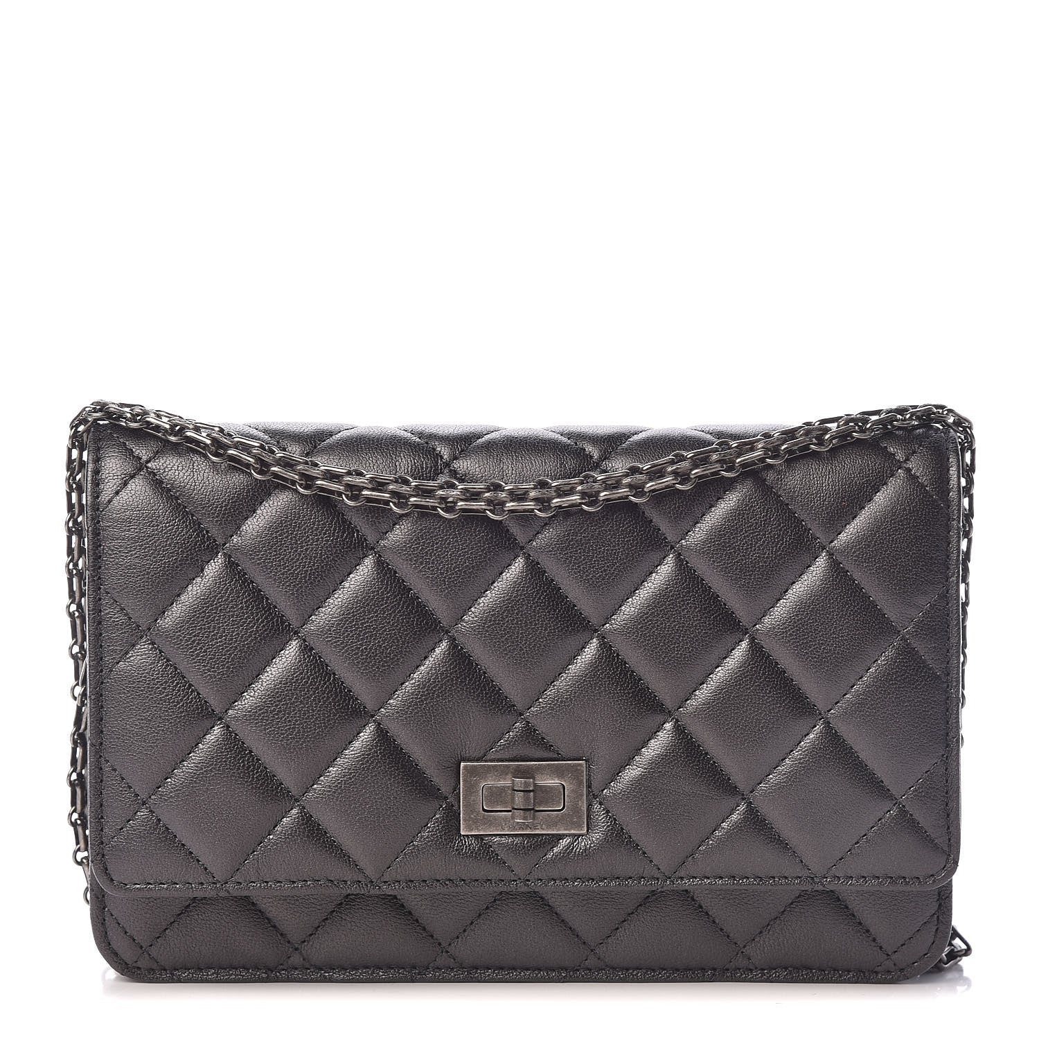 Chanel Calfskin Quilted Reissue Wallet On Chain WOC Grey 1 of 12