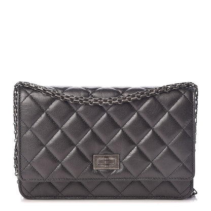 Chanel Calfskin Quilted Reissue Wallet On Chain WOC Grey 1 of 12