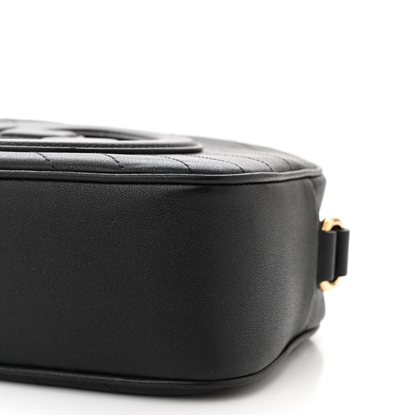 Sakai Be Green Calfskin Diagonal Stitched Small Blondie Shoulder Bag Black