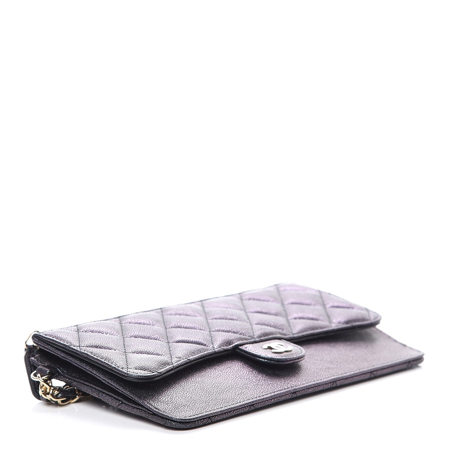 Chanel Iridescent Caviar Quilted Classic Pouch With Handle Black 4 of 8
