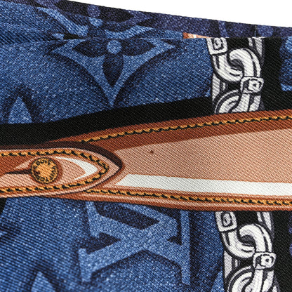 Louis Vuitton Silk Denimgram Confidential Bandeau Denim Blue 4 of 4