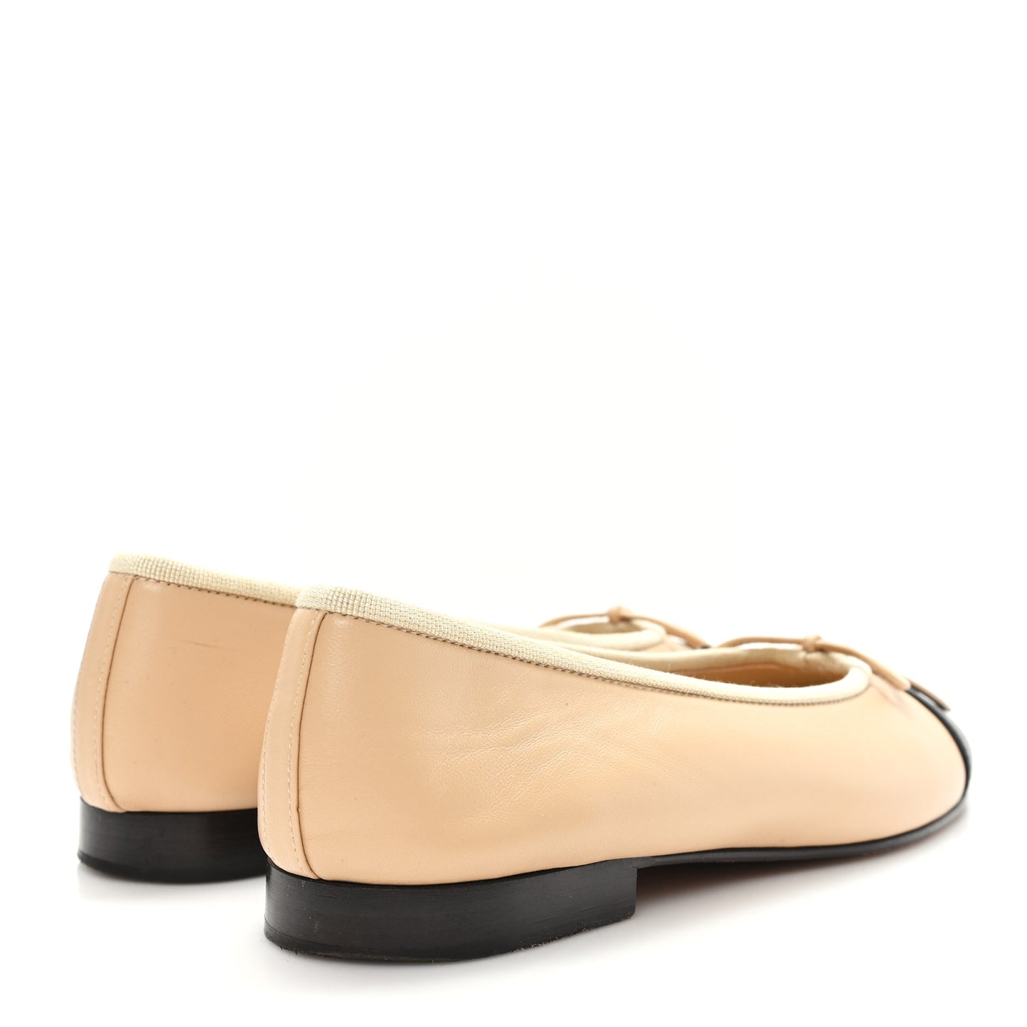 Lambskin Cap Toe CC Ballerina Flats 35 Beige Black