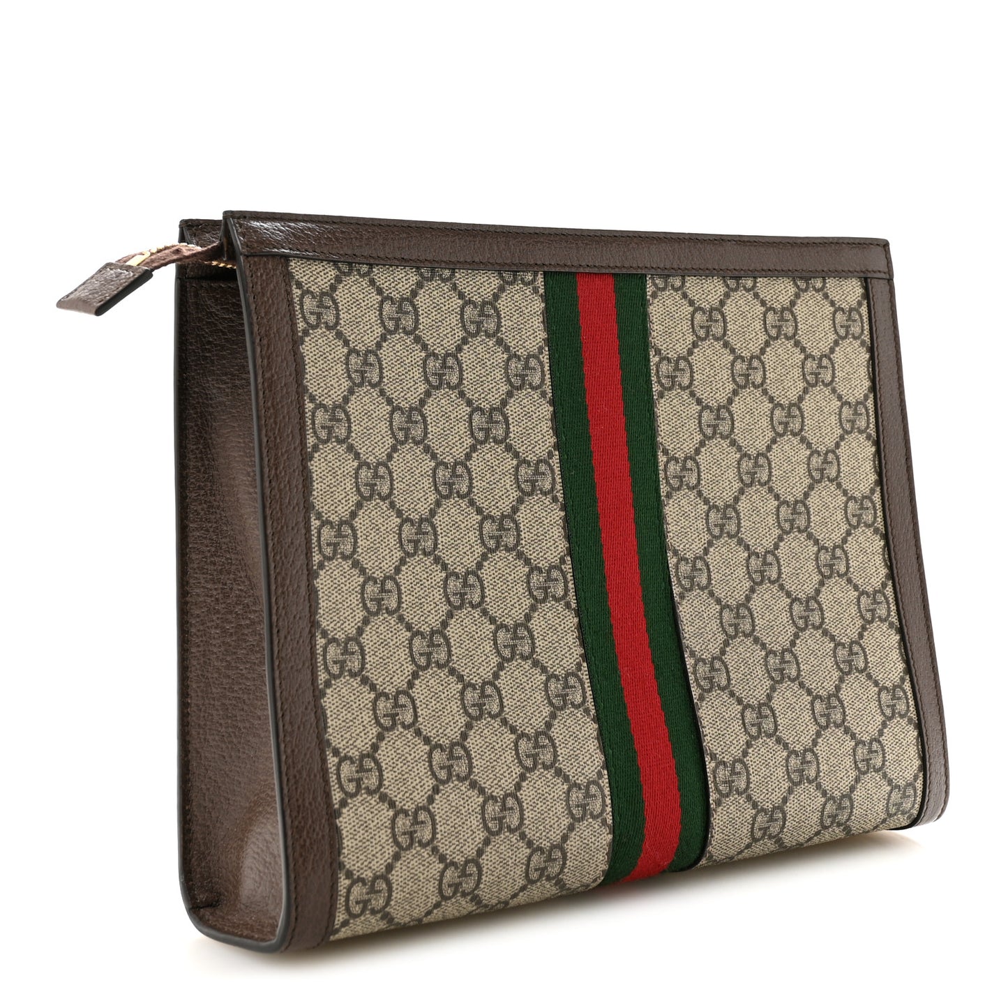 GG Supreme Monogram Web Ophidia Pouch Brown