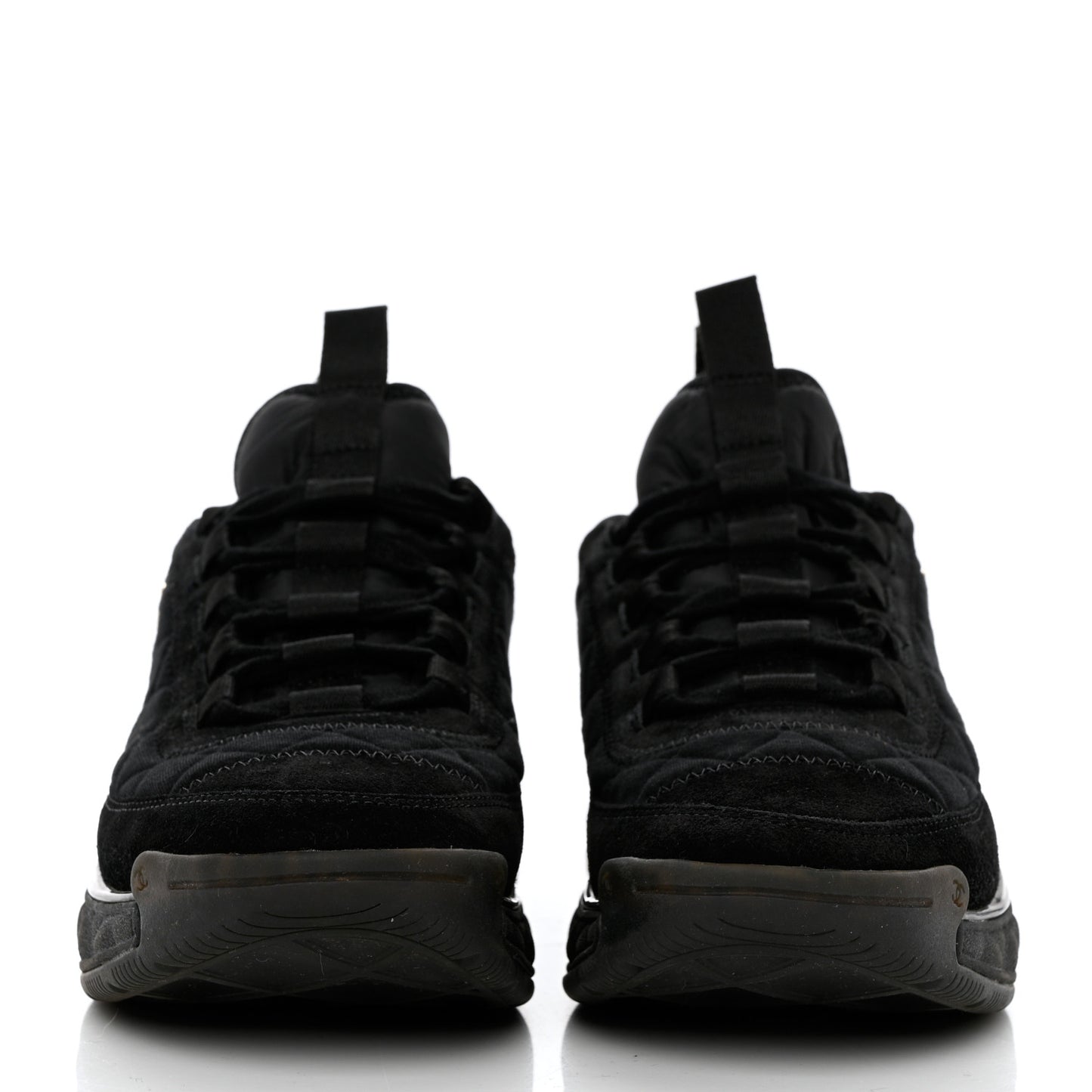 Nylon Suede Calfskin CC Sneakers 38 Black