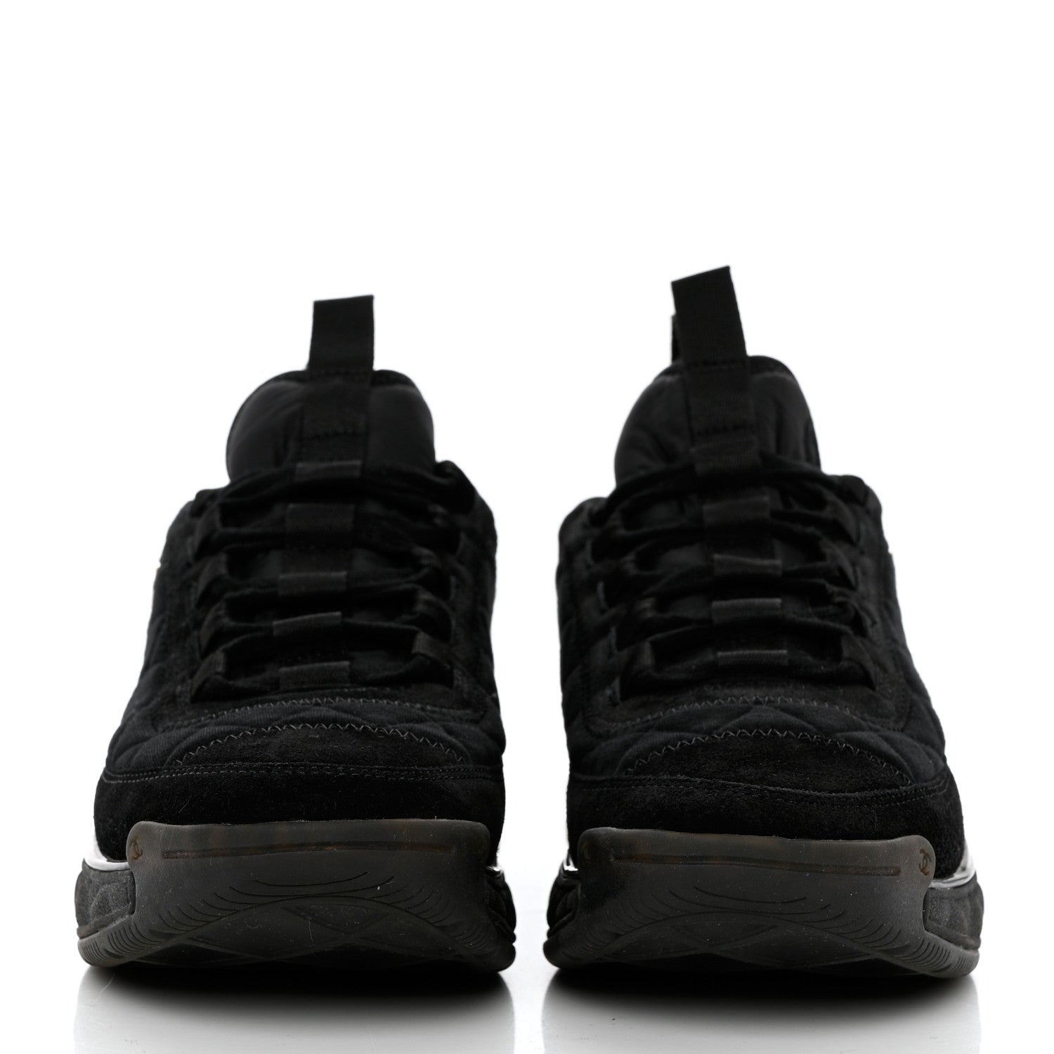 Chanel Nylon Suede Calfskin CC Sneakers 38 Black 2 of 9