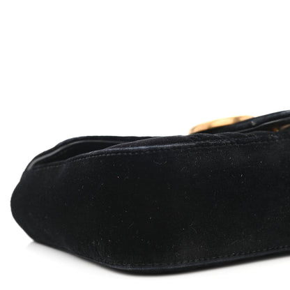 Gucci Velvet Matelasse Mini GG Marmont Shoulder Bag Black 10 of 13