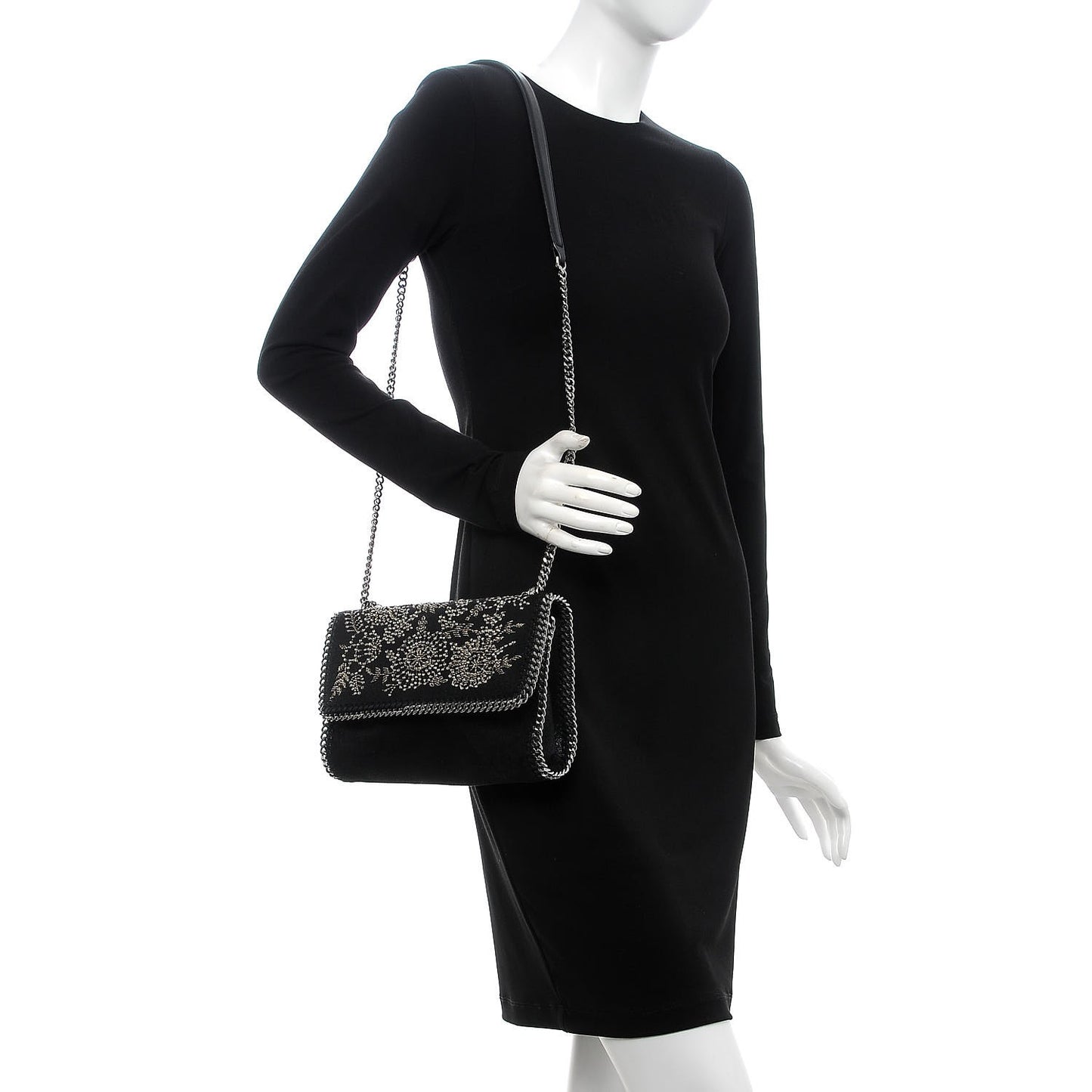 Shaggy Deer Beaded Flowers Falabella Messenger Black