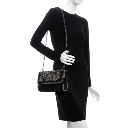 Stella McCartney Shaggy Deer Beaded Flowers Falabella Messenger Black 2 of 7