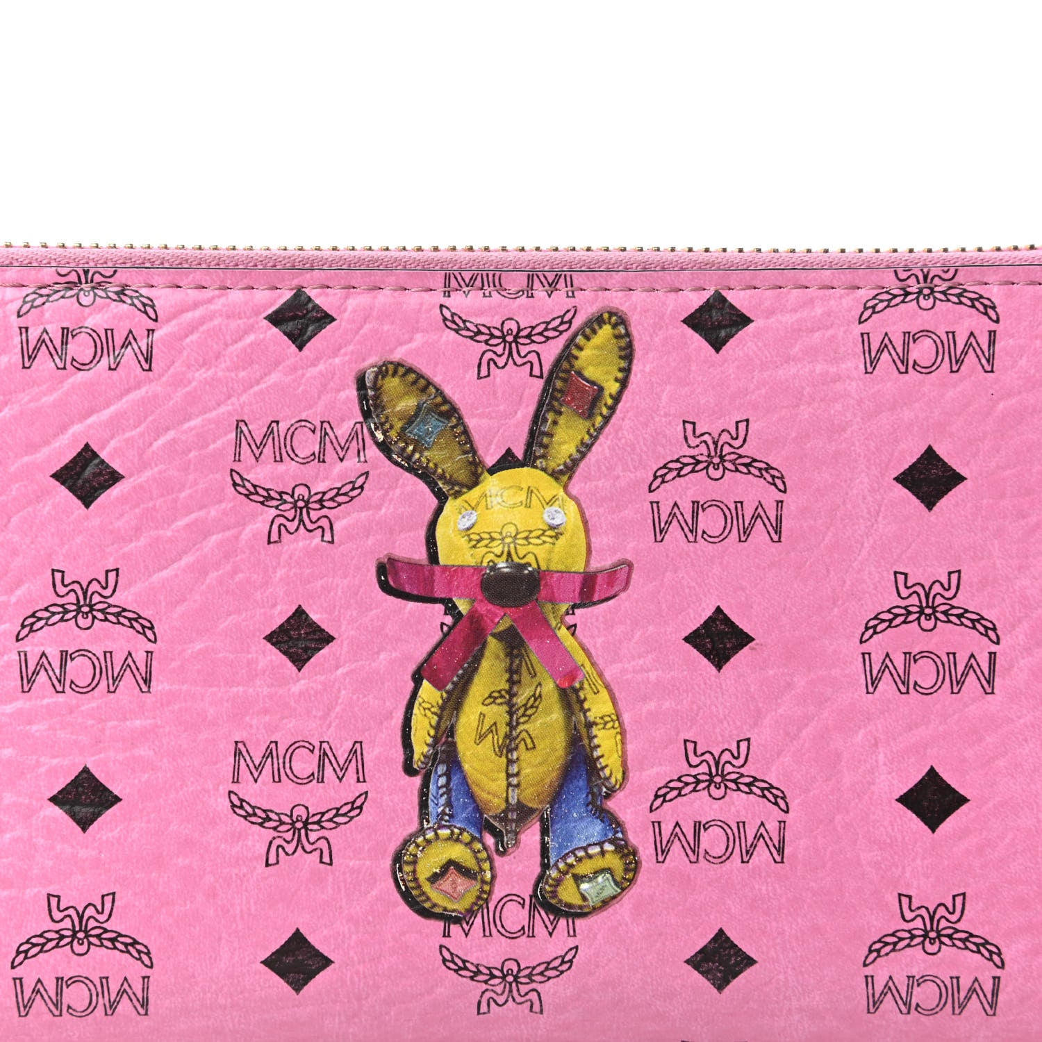 MCM Visetos Rabbit Zip Around Large Wallet Pink 10 of 11