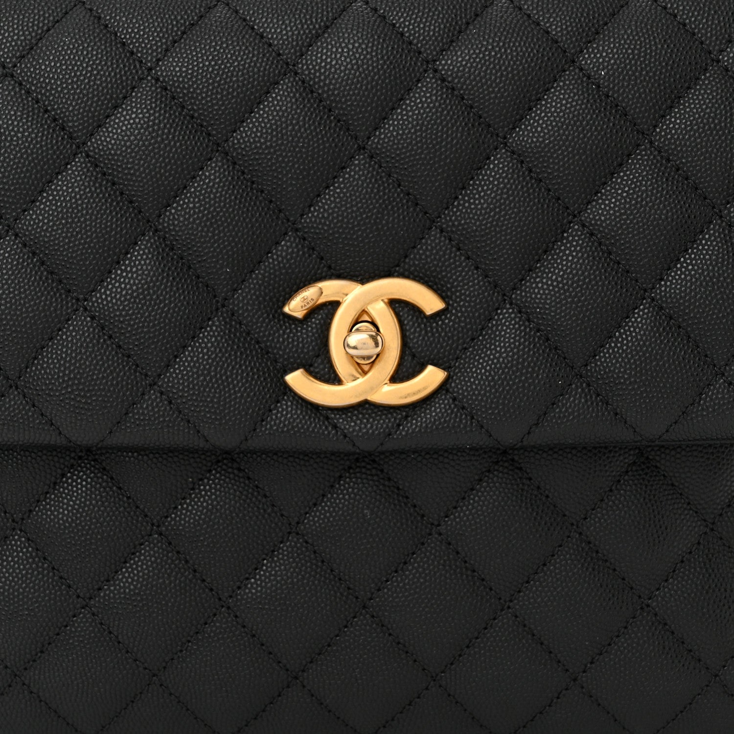 Chanel Caviar Lizard Embossed Quilted Medium Coco Handle Flap Black 8 of 11
