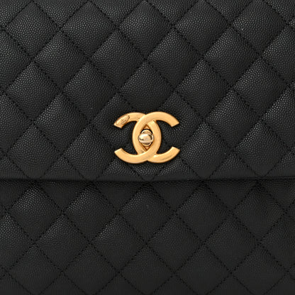 Chanel Caviar Lizard Embossed Quilted Medium Coco Handle Flap Black 8 of 11