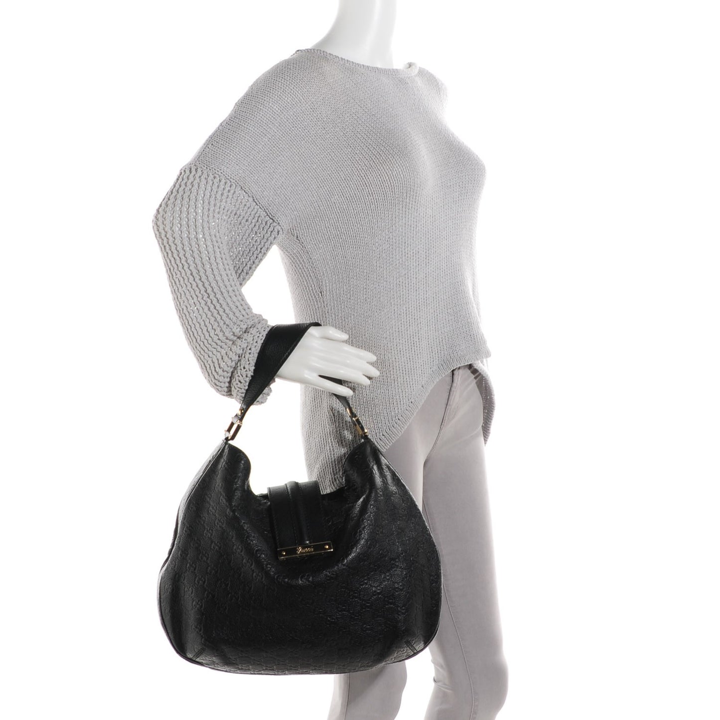 Guccissima New Ladies Web Large Hobo Black