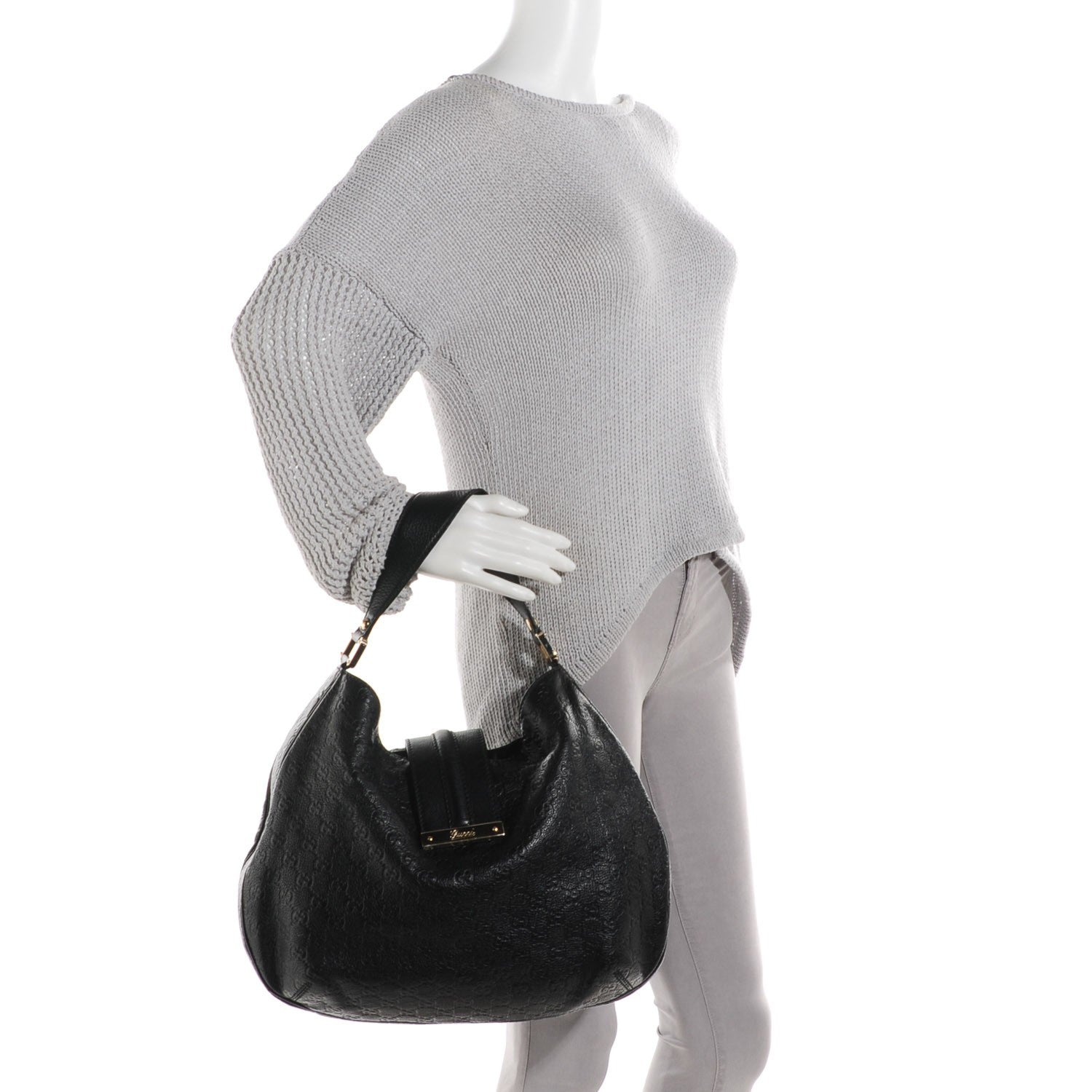 Gucci Guccissima New Ladies Web Large Hobo Black 2 of 7