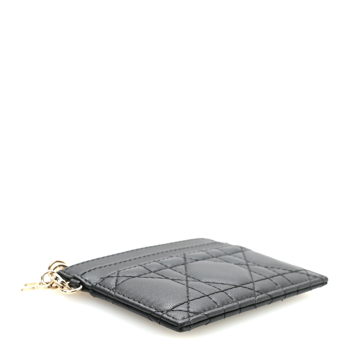 Lambskin Cannage Lady Dior Card Holder Black