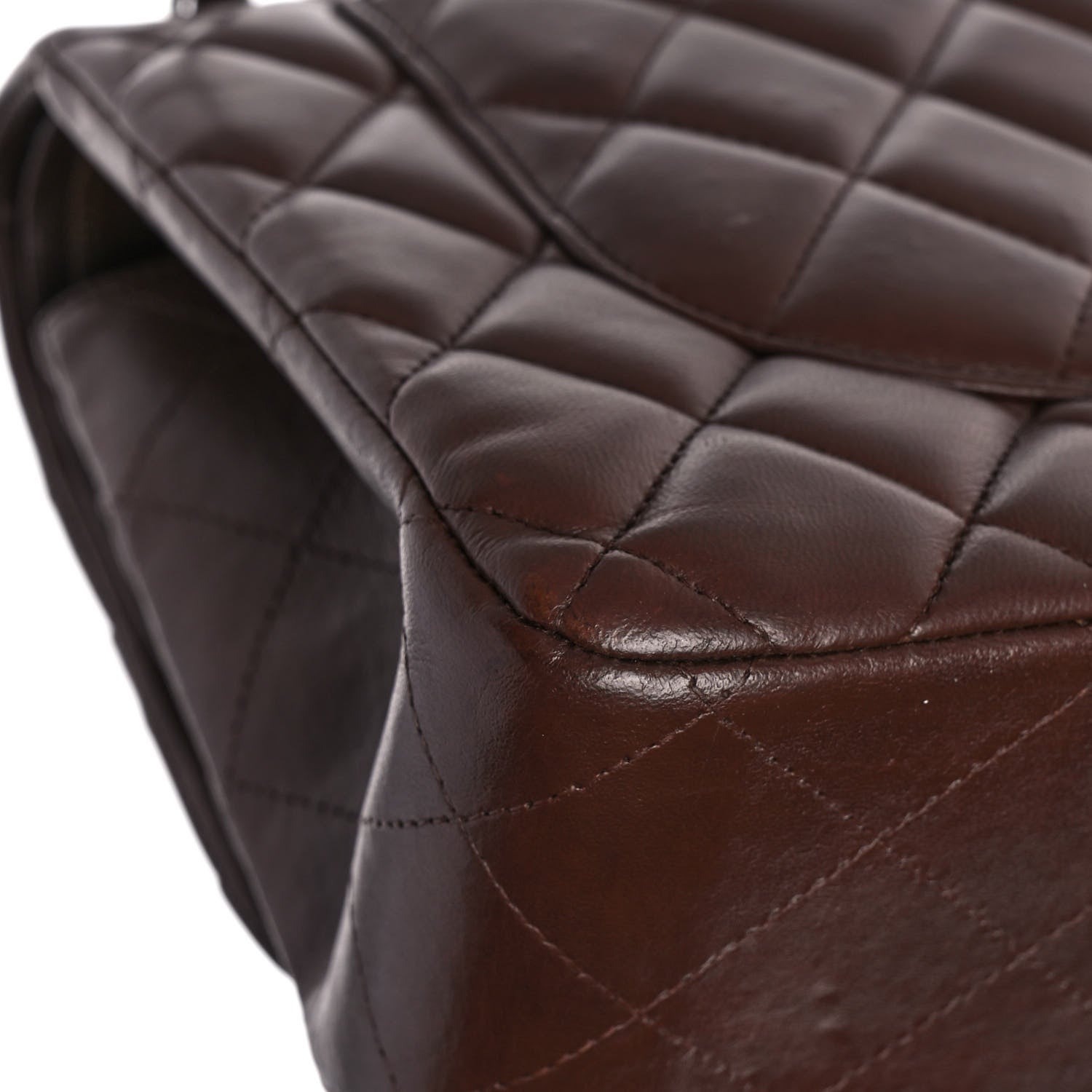 Chanel Lambskin Quilted Jumbo Double Flap Dark Brown 10 of 14