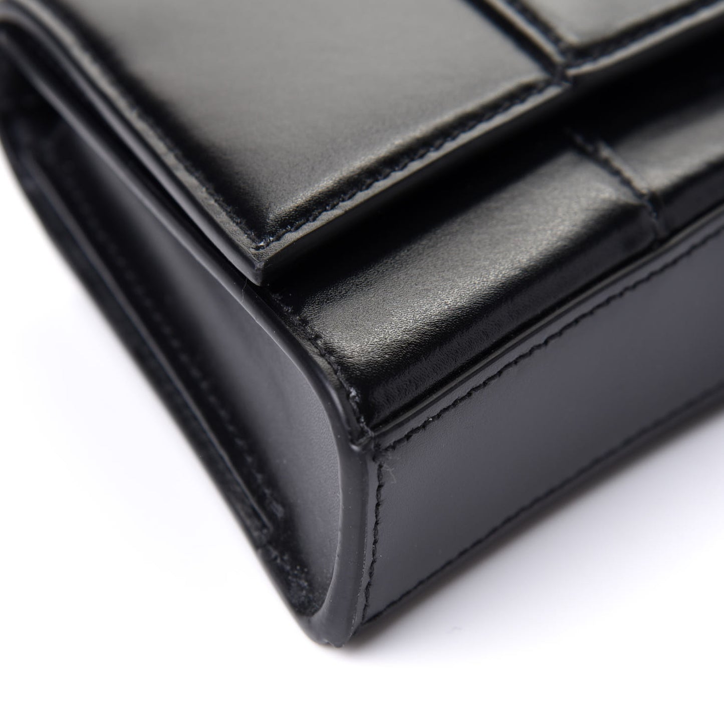 Shiny Box Calfskin Hourglass Stretch Sling Shoulder Bag Black