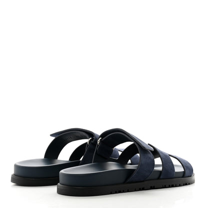 Hermes Suede Goatskin Womens Chypre Sandals 38 Bleu Celeste 4 of 9