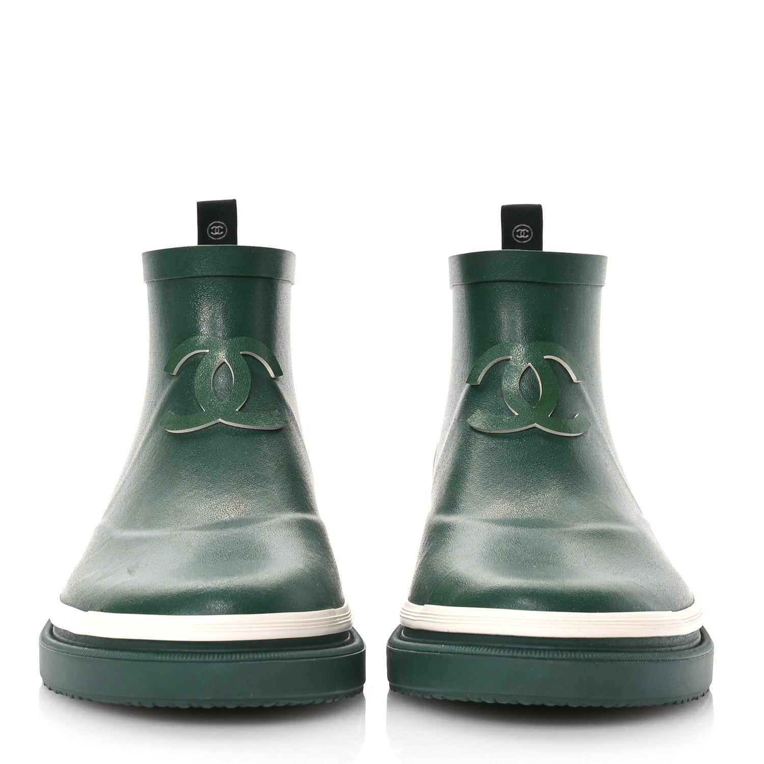 Chanel Rubber CC Short Rain Boots 38 Dark Green 3 of 8
