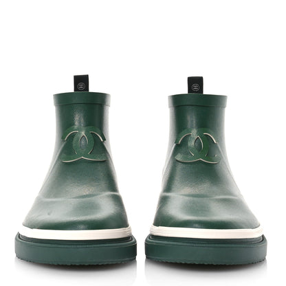 Chanel Rubber CC Short Rain Boots 38 Dark Green 3 of 8