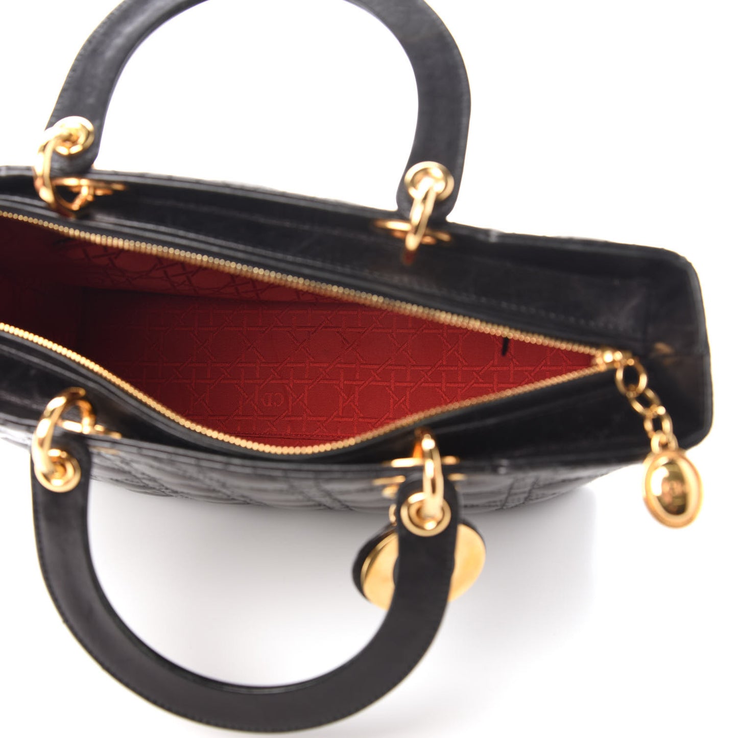 Lambskin Cannage Large Lady Dior Black