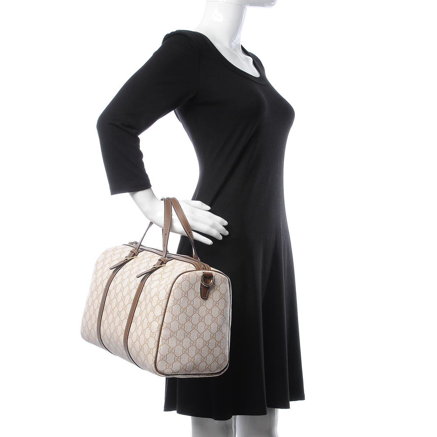 Gucci GG Supreme Monogram Calfskin Medium Nice Boston New Mystic White Beige Brown 3 of 11