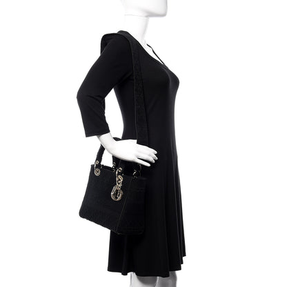 Christian Dior Canvas Cannage Medium Lady D-Lite Black 2 of 9