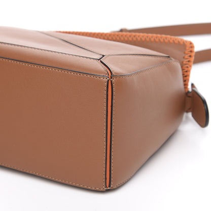 Loewe Calfskin Paula's Ibiza Whipstitch Small Puzzle Bag Tan Orange 8 of 9