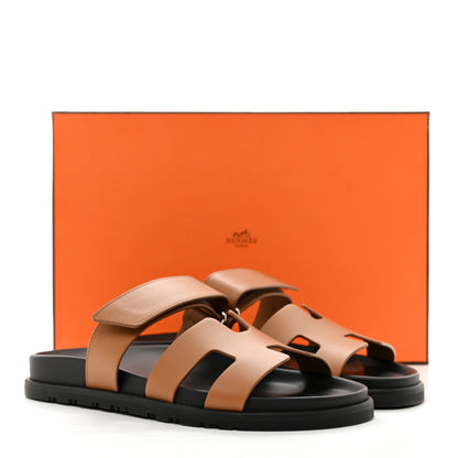 Hermes Calfskin Womens Chypre Sandals 37.5 Naturel 9 of 9