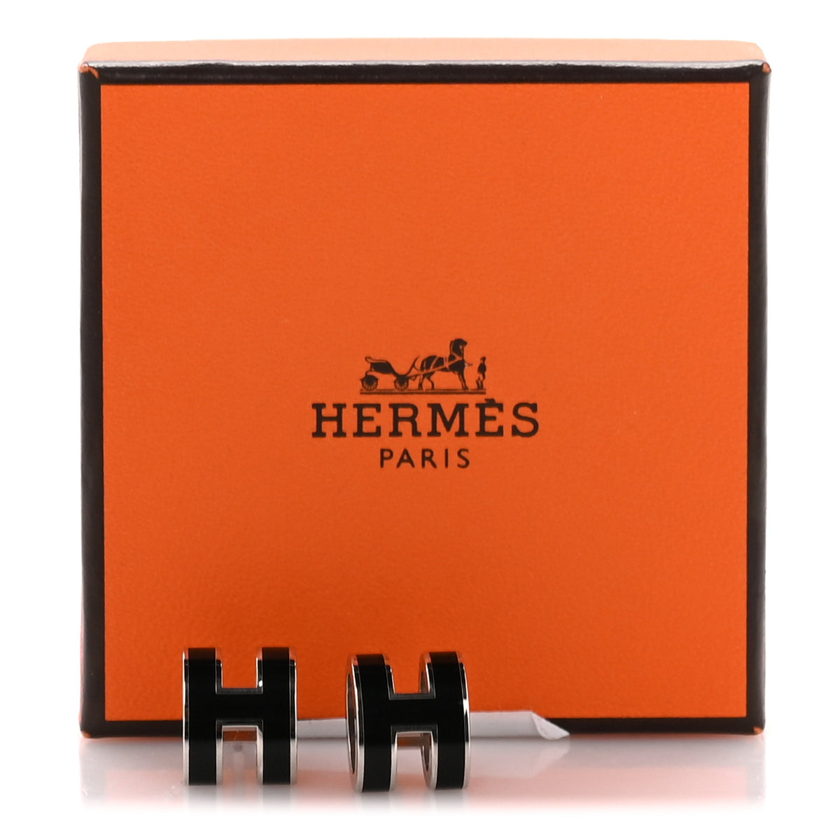 Palladium Lacquered Pop H Earrings Black