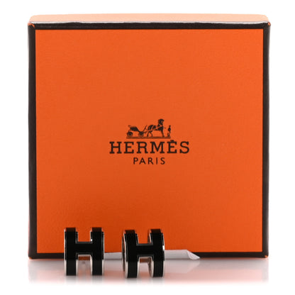 Hermes Palladium Lacquered Pop H Earrings Black 5 of 5