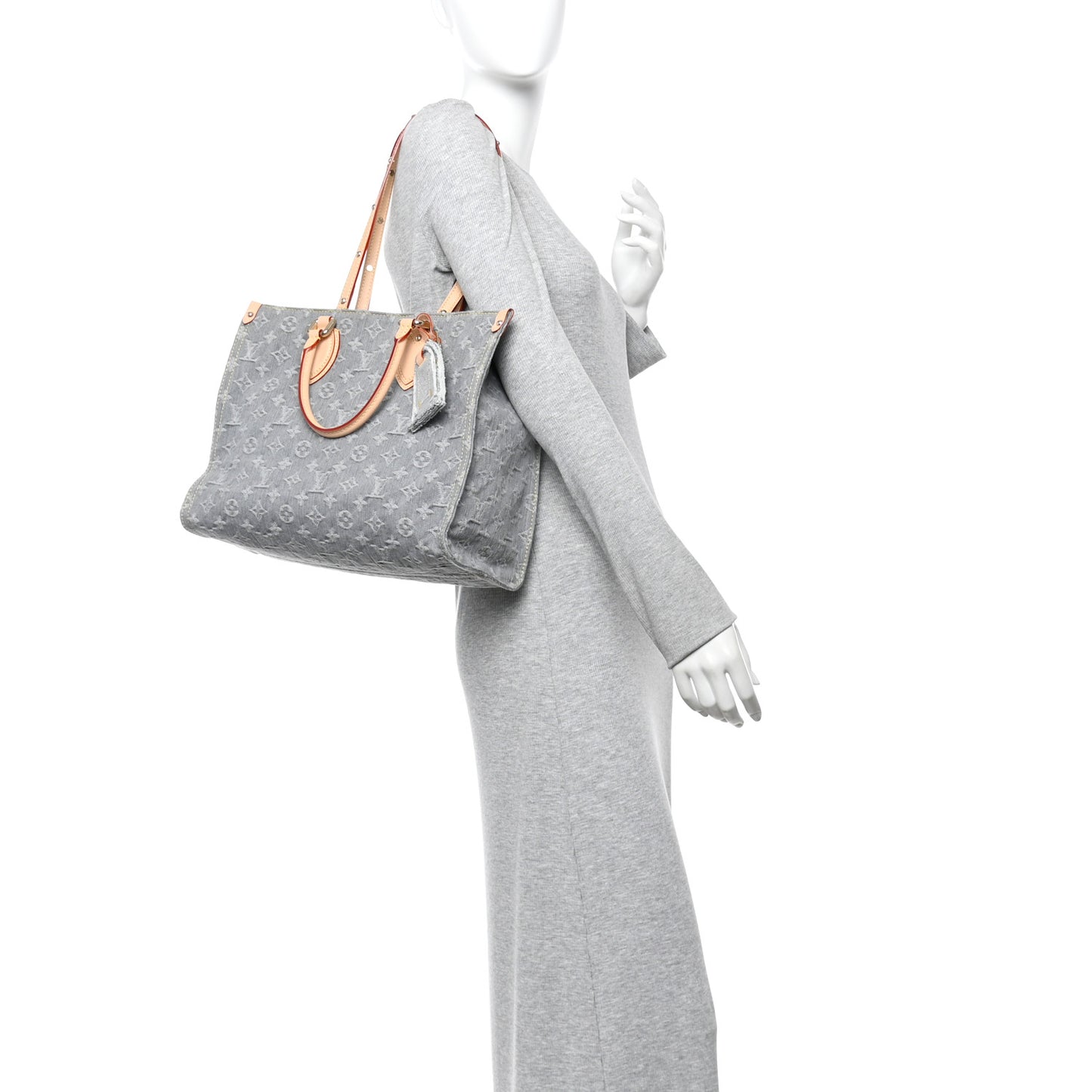 Monogram Denim Onthego MM Washed Grey