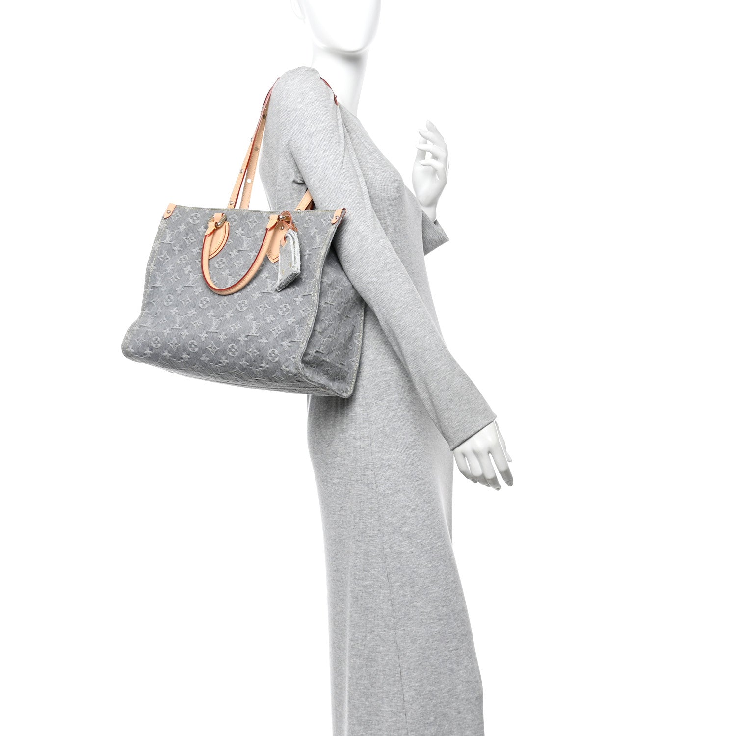 Louis Vuitton Monogram Denim Onthego MM Washed Grey 2 of 9