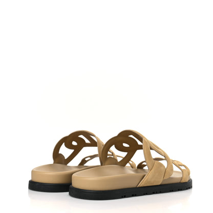 Hermes Suede Goatskin Extra Sandals 37.5 Beige Albatre 4 of 9