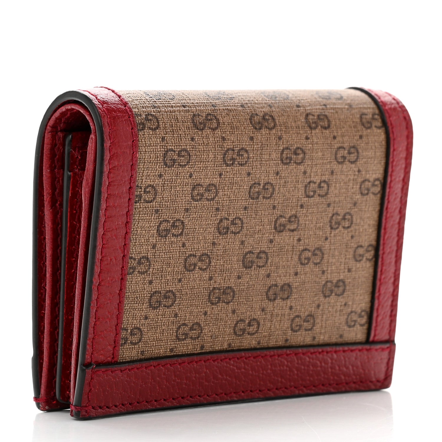 Gucci X DORAEMON Mini Vintage GG Supreme Monogram Card Case Wallet Beige Cherry Red 3 of 8