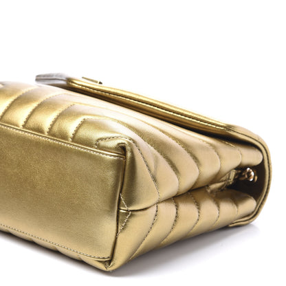 Saint Laurent Metallic Calfskin Y Quilted Small Loulou Monogram Chain Satchel Gold 8 of 10