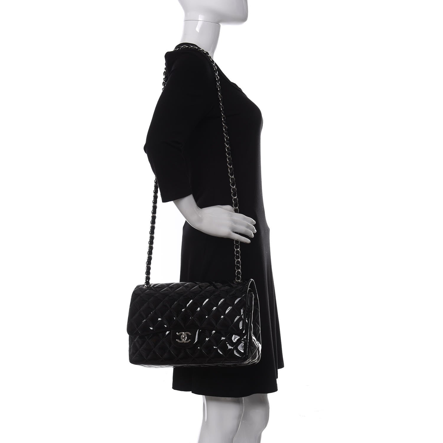 Chanel Patent Quilted Jumbo Double Flap Black 2 of 10