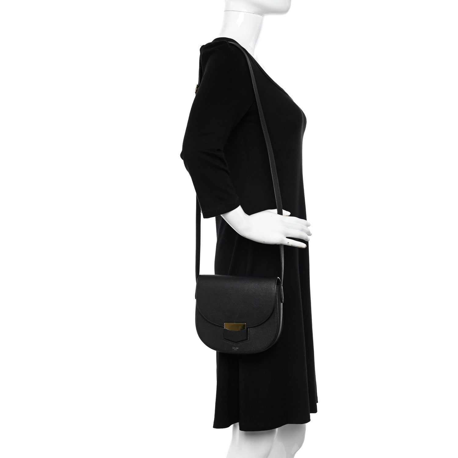 Celine Grained Calfskin Small Trotteur Black 2 of 16
