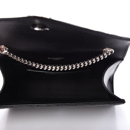 Saint Laurent Grain De Poudre Textured Mixed Matelasse Triquilt Small Monogram Satchel Black 5 of 10