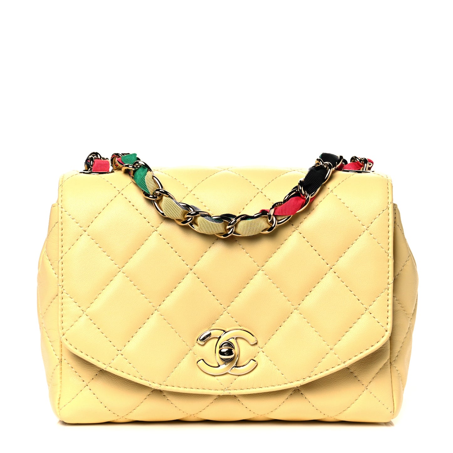 Lambskin Mixed Fibers Quilted Cocovado Flap Yellow