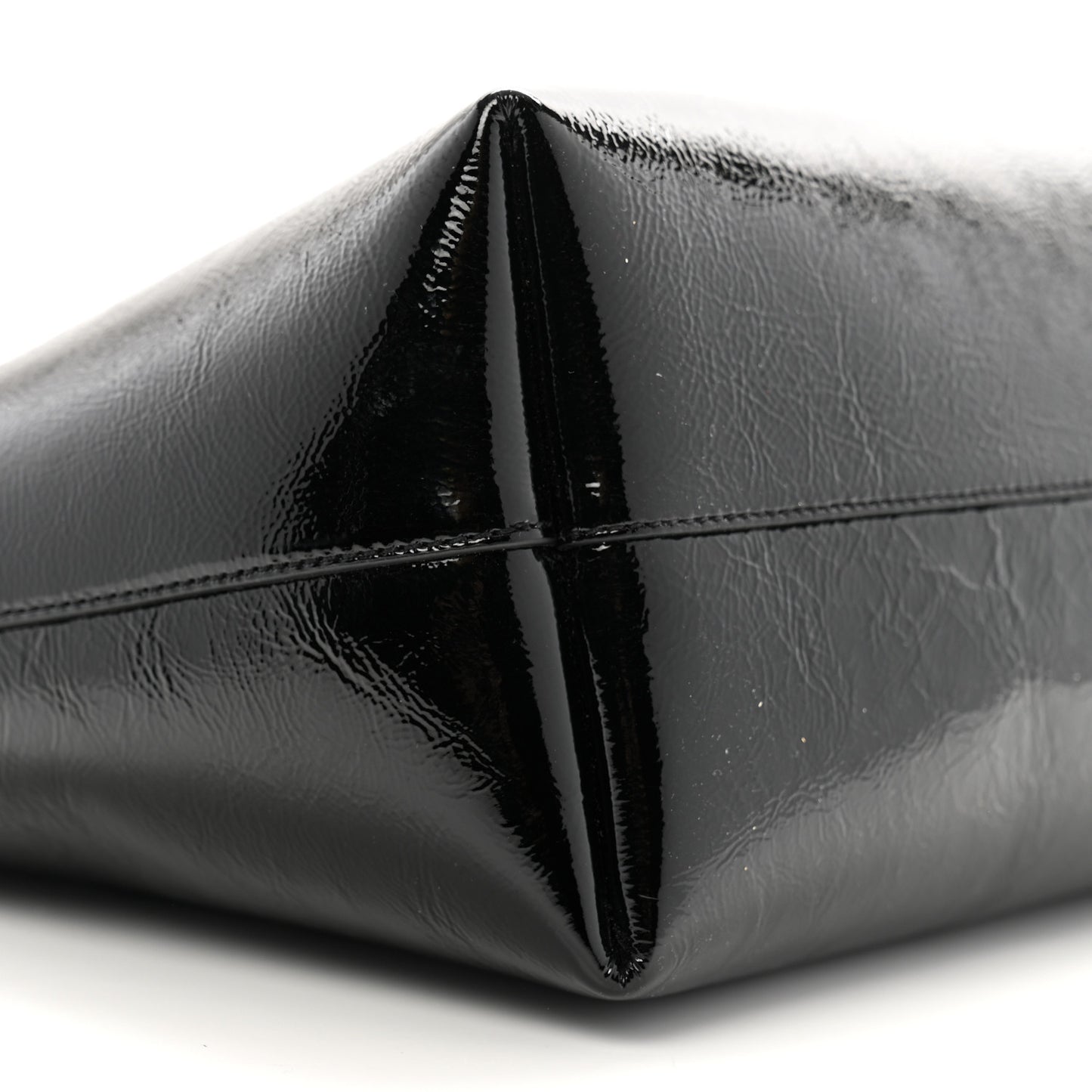 Patent Calfskin Large Shopping Tote Black