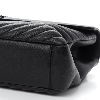 Saint Laurent Sheepskin Matelasse Chevron Monogram Monochrome Monochrome Large College Satchel Black 9 of 9