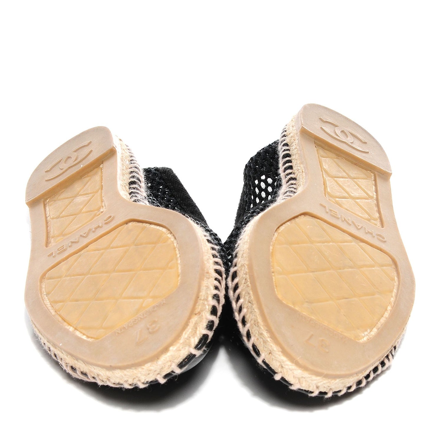 Mesh Lambskin Espadrilles 37 Black