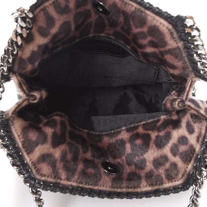 Stella McCartney Faux Calf Hair Leopard Print Mini Falabella Fold Over Tote Black 4 of 9
