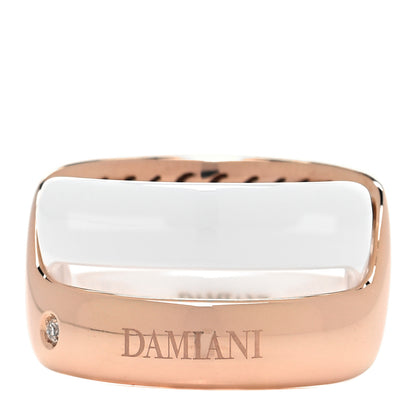 Damiani 18K Pink Gold White Ceramic Diamond Abbracio Ring 49 5 1 of 5