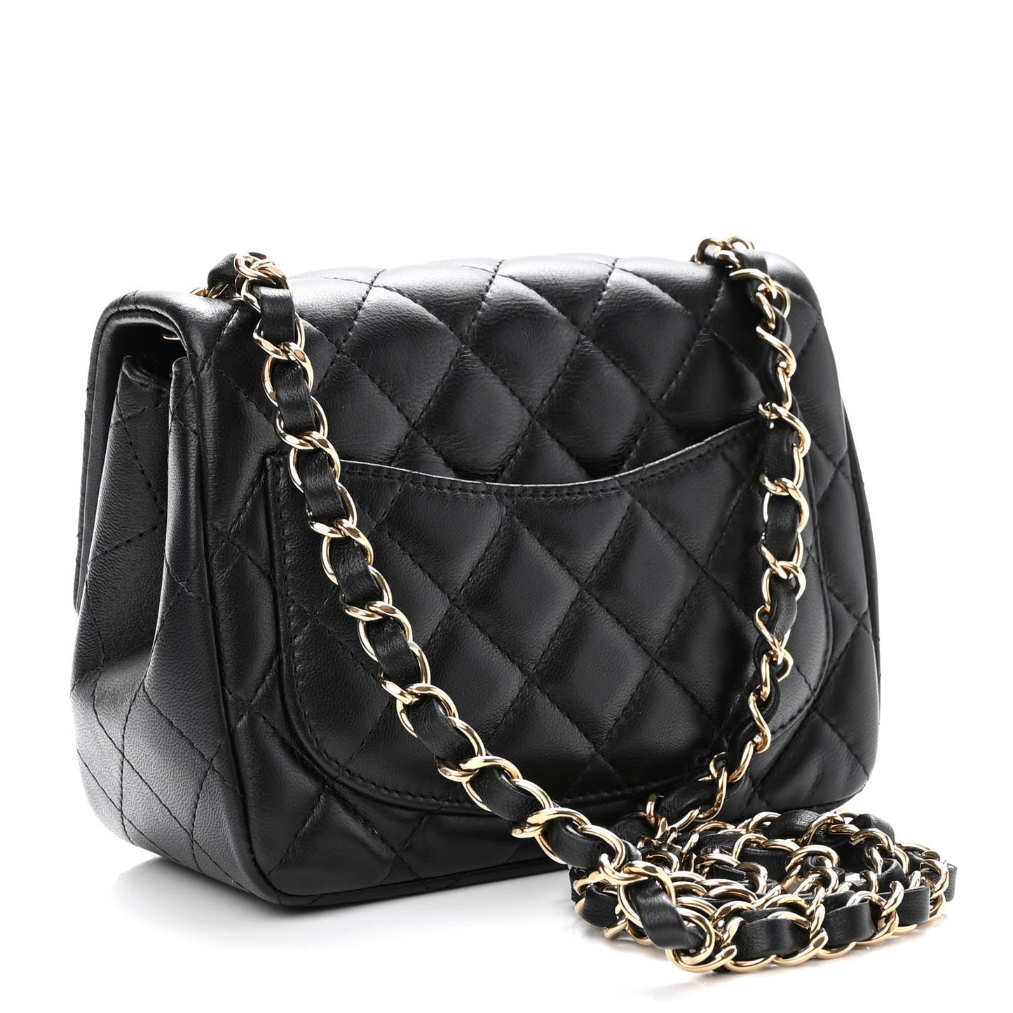 Lambskin Quilted Mini Square Flap Black